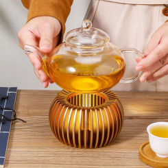 Novel Aluminium Alloy Teapot Warmer Home Offices Warm Tea Stove Holder Round Candle Base Heater for Heating Coffee Milk Food