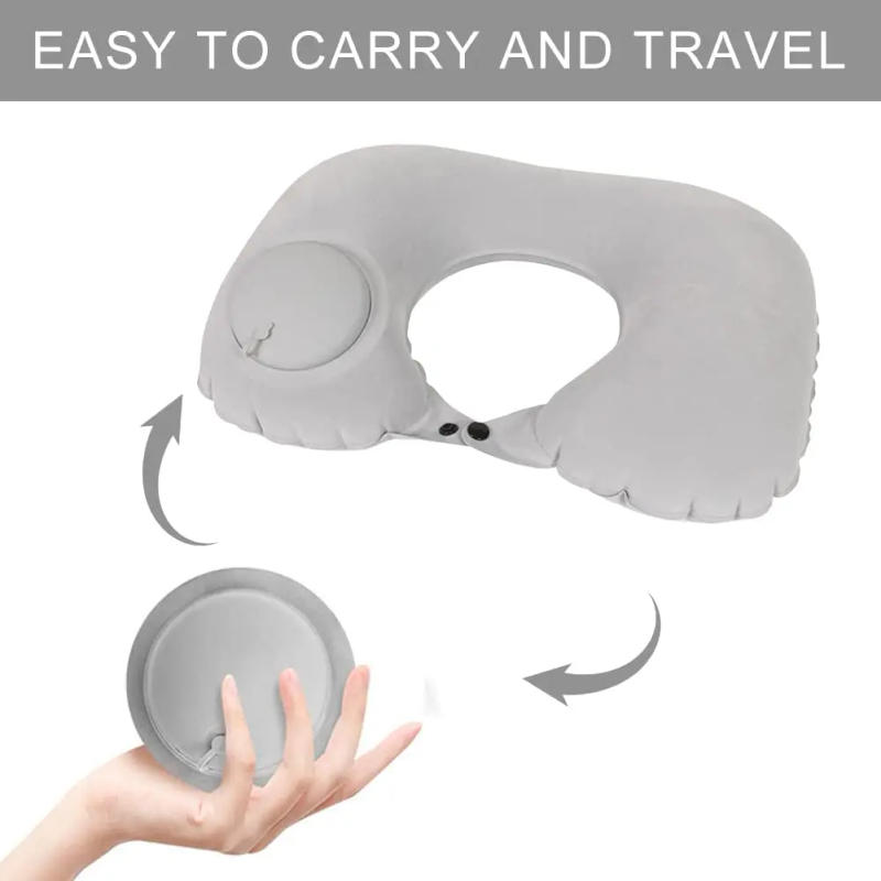 Description Picture 6 of item1pc Travel Pillows Airplanes Inflatable Super Light Portable Neck Pillow U-Shape Automatic Inflatable Cervical Vertebr Pillow