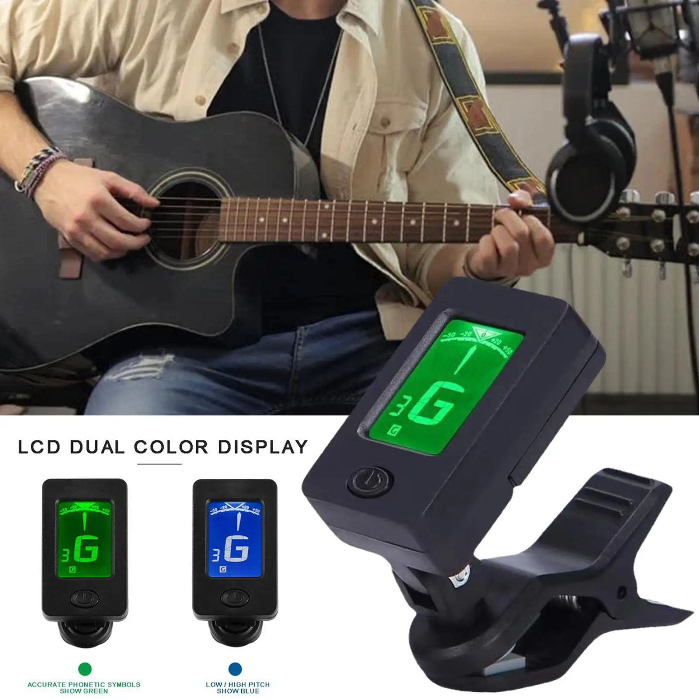 Description Picture 3 of itemGuitar Tuner For All Instruments Clip on Electronic Tuner for Guitar Bass Ukulele Violin Mandolin Banjo