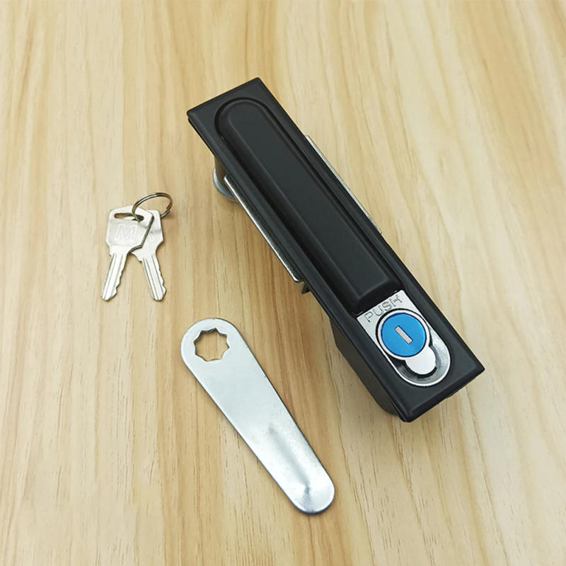 Description Picture 2 of itemDesk Door Lock Kit Door Lock Kit Garden Home 1 Set 92*28mm(Handle Panel Size) Black Enhanced Security Zinc Alloy