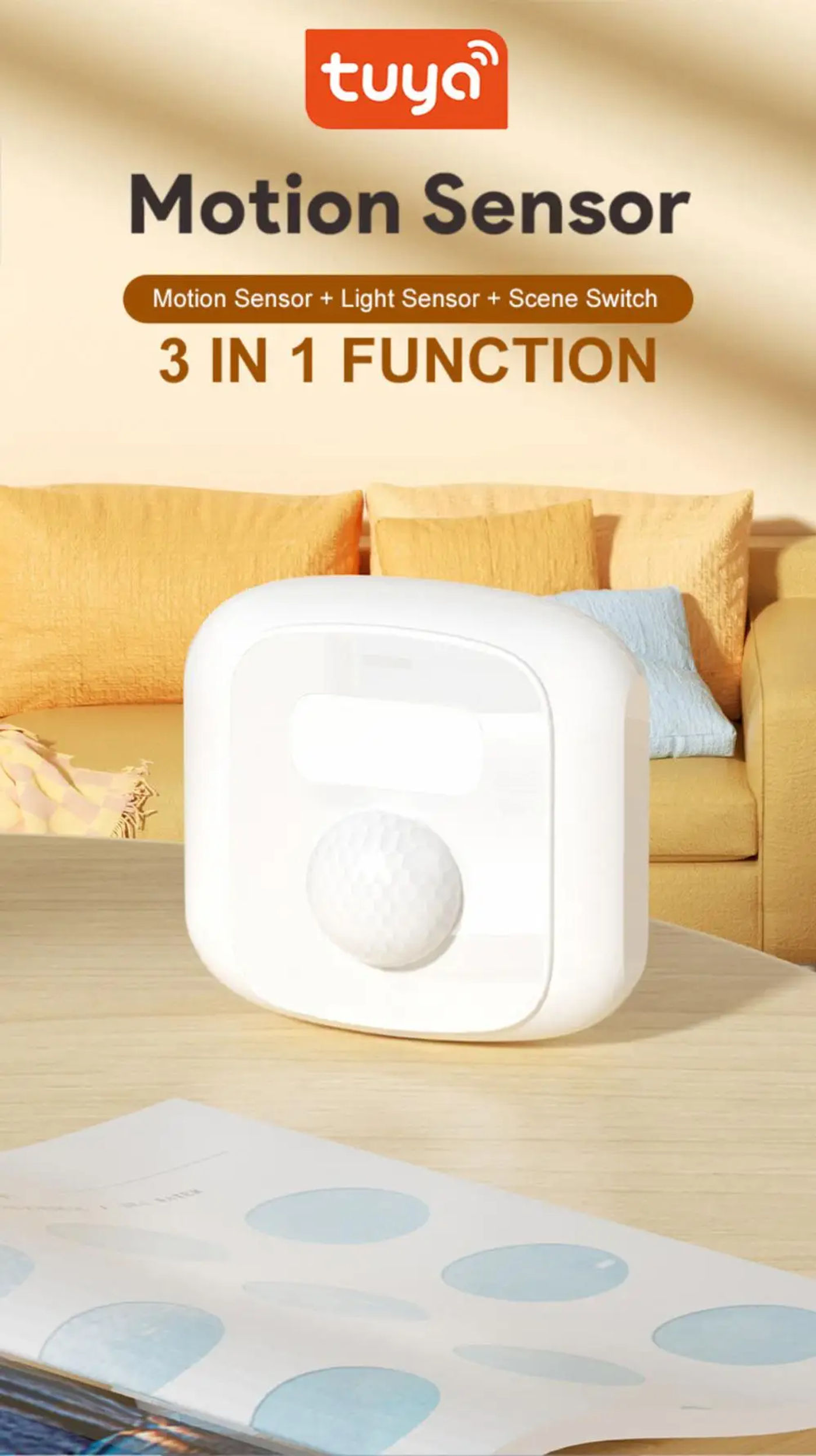 Description Picture 2 of itemTuya Wifi Zigbee Mini Human Motion Movement Body PIR  Sensor Light Sensor Scene Switch Function Smart Life Smart Home Security