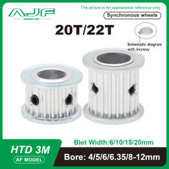 20T 22T HTD3M Timing Pulley Bore 4/5/6/6.35/7/8/10/12mm 20Teeth 22Teeth  HTD 3M Synchronous Wheel for Belt Width 6/10/15mm