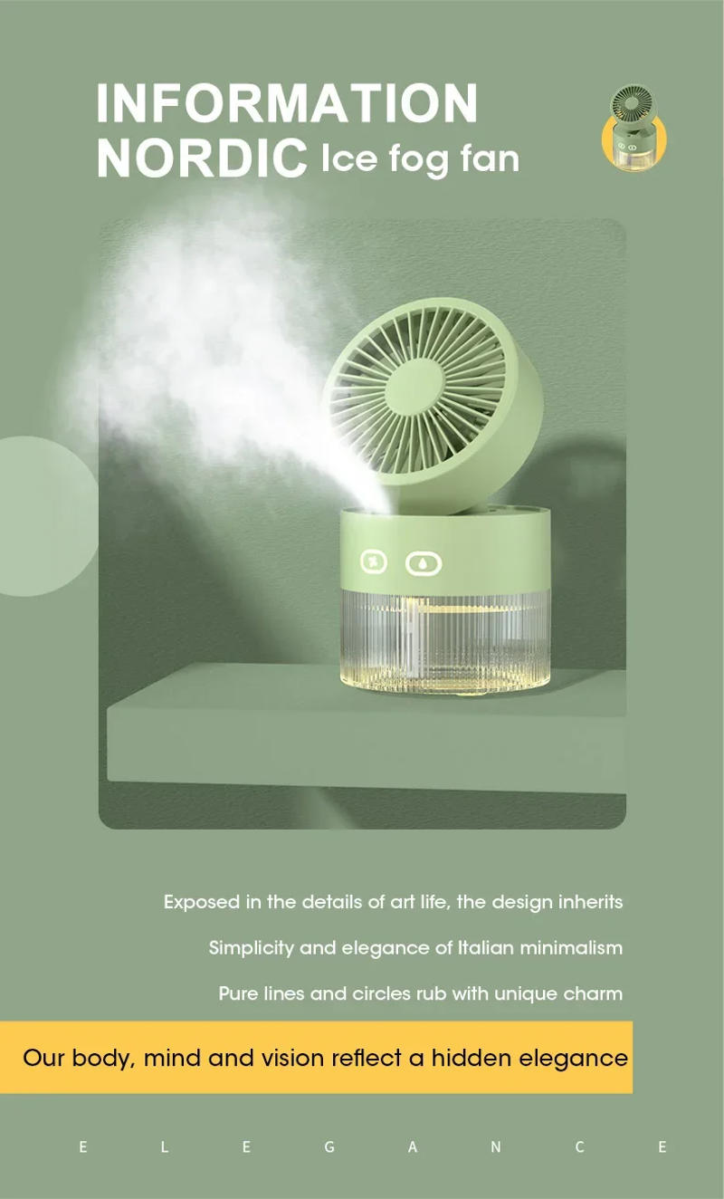 Description Picture 5 of item2024 Summer New Humidifier Spray Fan Portable USB Water-cooled Mini Desktop Household Appliances Water Mist Fan with LED Light