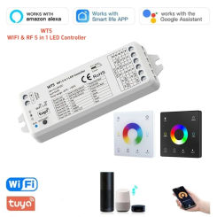 Tuya WiFi & RF 5 in 1 LED Controller WT5 2.4G Dimmer for CCT RGB RGBW RGBCCT Strip Light Glass Touch Panel Remote Controller