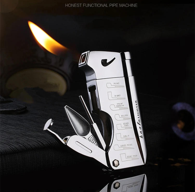 Description Picture 2 of itemButane Jet Lighter with Pipe Tool Pipe Rod Lighter Multifunction Gas Lighter Free Fire Compact Cigarette Accessories Cigar Man