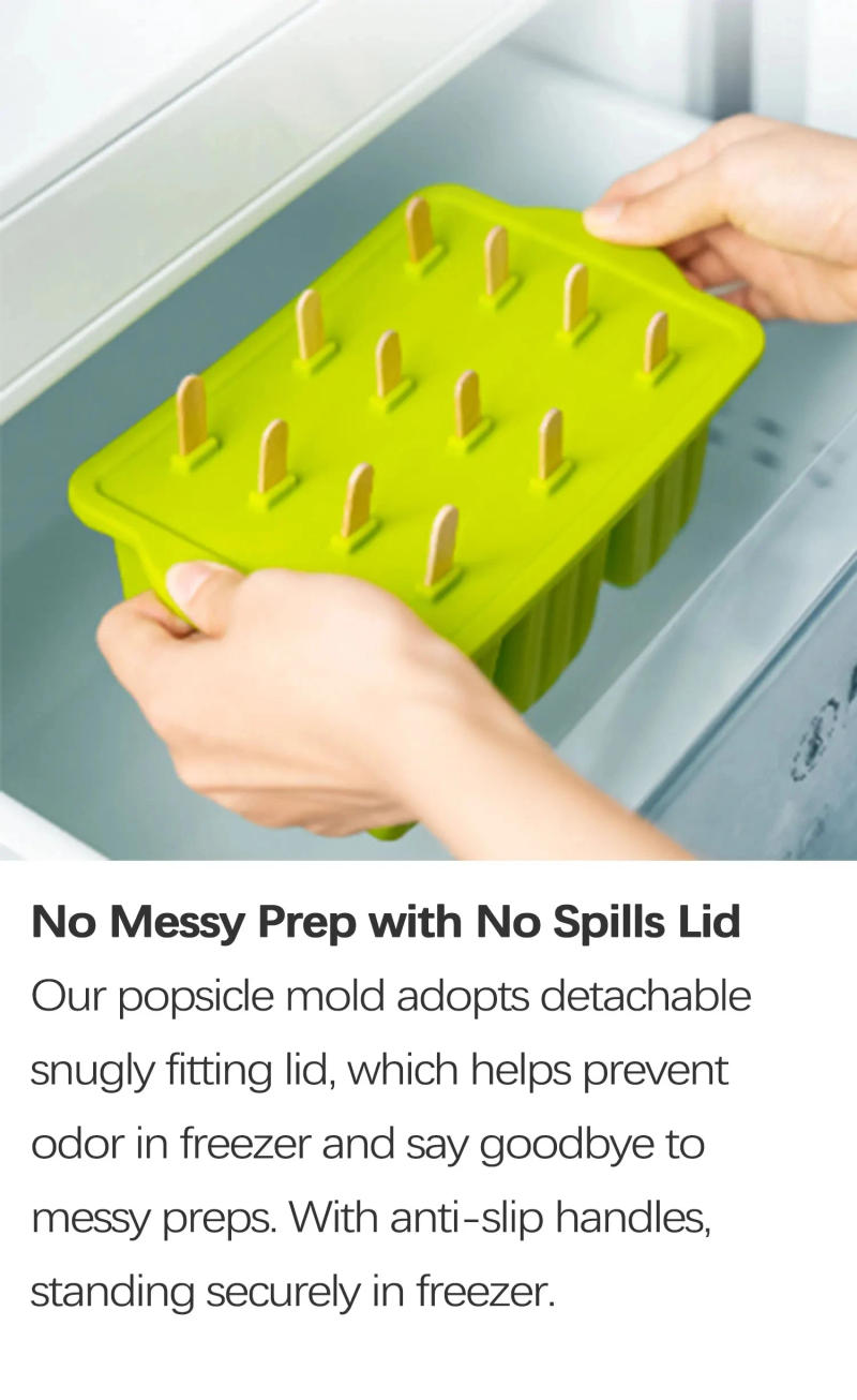 Description Picture 6 of itemSummer DIY Ice Cream Tools With Wooden Sticks Silicone Popsicle Molds Kitchen Accessories Quench Thirst Snacks for Children