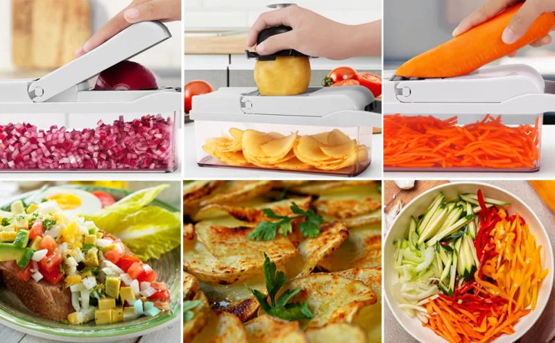 Description Picture 3 of item12 in 1 Multifunctional Vegetable Cutter Food Chopper Potato Slicer Carrot Grater Onion Shredder Salad Cutter Kitchen Gadgets