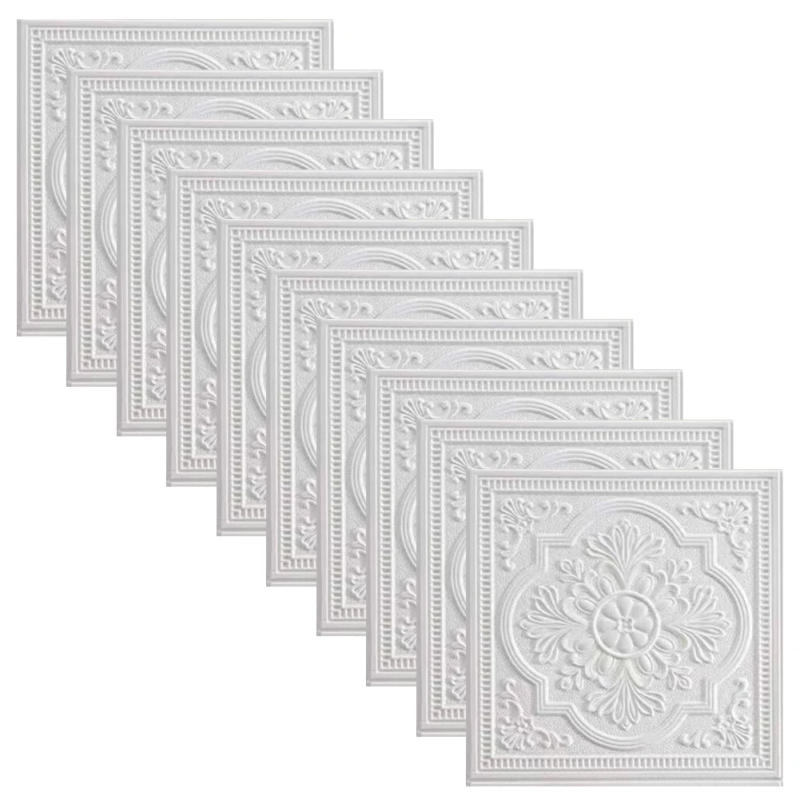 Description Picture 2 of item1/10 Piece 3D Wall Panel Wall Sticker Ceiling Self Adhesive Soft Foam Board Room Background Wall Home Decoration