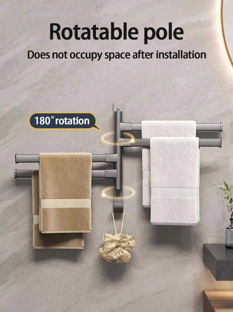 Description Picture 5 of itemSwivel Towel Rack, Thicken 5-Arm Towel Bar,  Rustproof Swing Out Towel Hanger for Bathroom, Kitchen