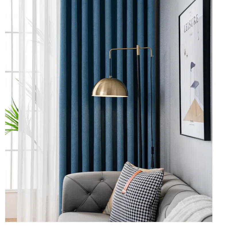 Description Picture 4 of itemFull Shading Bedroom Shade Cloth Super Sound Insulation Living Room Bedroom Light Luxury Pure Color Cotton Hemp Screen Window