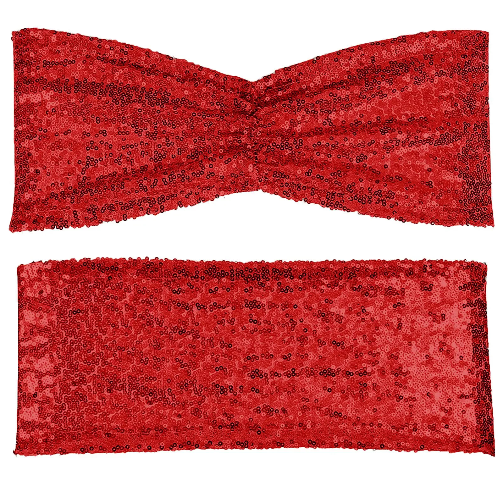 Description Picture 6 of item10/50PCS Fuchsia Gold Sequin Chair Sashes Folding Chair Covers Bow for Wedding Party Banquet Reception Decorations