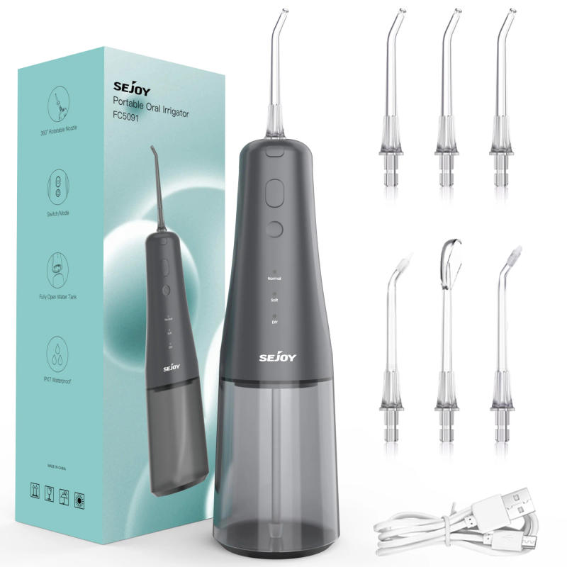 Description Picture 4 of itemSEJOY Oral Irrigator USB Rechargeable Water Flosser Portable Dental Water Jet 300ML Water Tank Waterproof 4 Model Teeth Cleaner