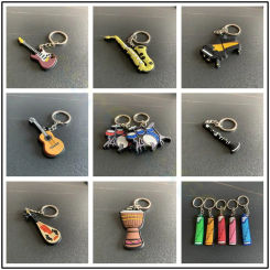 piano Guitar Keychain Punk Violin Musical Instrument Silicone Pendant Keyring Guzheng Holder Friends Gifts Bag Jewelry souvenir