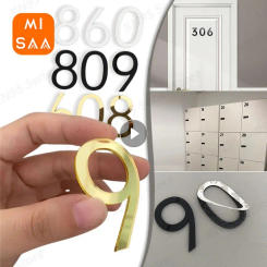 Adhesive 3D House Number Sticker Door Plate Sign Outdoor Mailbox Apartment Hotel Room Address Number Modern Home Stickers Plaque
