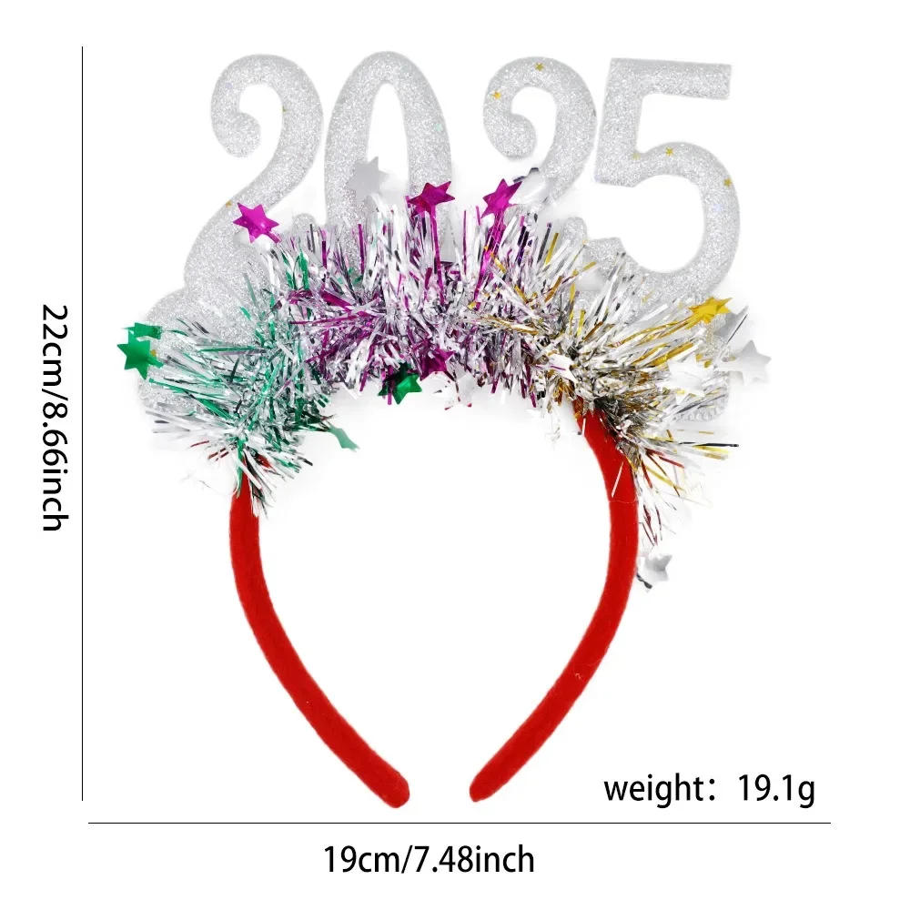 Description Picture 6 of itemNew Year 2025 New Year's Eve Headband Shining Colorful Headwear Happy New Year 2025 Carnival Merry Christmas Party Decor