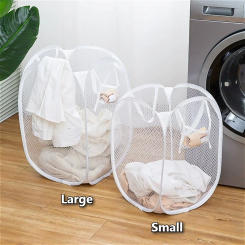 Large Capacity Household Laundry Basket Foldable Mesh Dirty Clothes Storage Basket Toy Storage Bag Bucket Bathroom Accessories