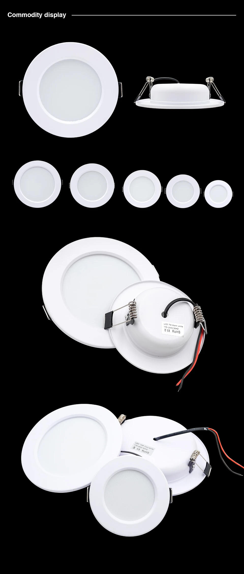 Description Picture 5 of itemLED Downlight 5W 9W 12W 15W Recessed Ceiling Lamp AC110V 220V DC12V 24V Led Panel Down Lights Spotlight for Living Room Lighting
