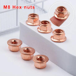 12Pcs Practical Tool Flashed Exhaust Copper M8 Nut 8mm Nuts High Temperature Nuts