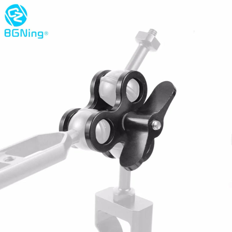 Description Picture 3 of itemCNC Butterfly Clip Clamp 2 3 Open Hole Diving Light Bracket Tripod Connector Ball Head Mount Adapter for Gopro Sports SLR Camera