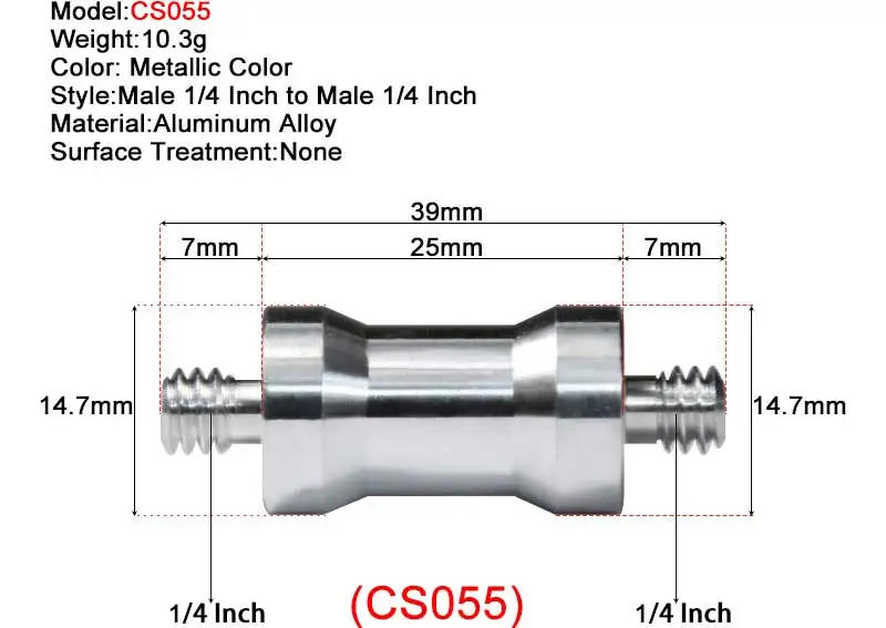 Description Picture 4 of itemCamera Male To Female Conversion Screw 1/4‘’3/8‘’ Inch 20-Thread Fixed Mount Convert For Dslr Light Stand Tripod