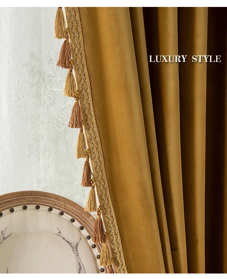 Description Picture 3 of itemEuropean Luxury Curtain for Living Room Bedroom Velvet Valance Window Curtains High Shading Drapes Custom Solid Color