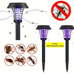 2pcs Solar Garden Lights With Mosquito Repellent Led Uv Easy Install Perfect For Lawns Farms Pathways Orchards White & Purple