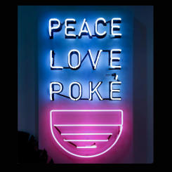 Peace Love Poke Bowl Custom Lamp Handmade Real Glass Tube Store Bar Shop Advertise Wall Decor Display Neon Sign Light 15"X19"
