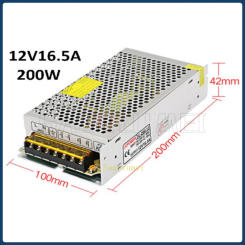 AC To DC 12V 16.5A 200W Converter Switch Mode Power Supply 110/220V  LED Lighting Transformer Drive Adapter AC/DC-enclosed SMPS