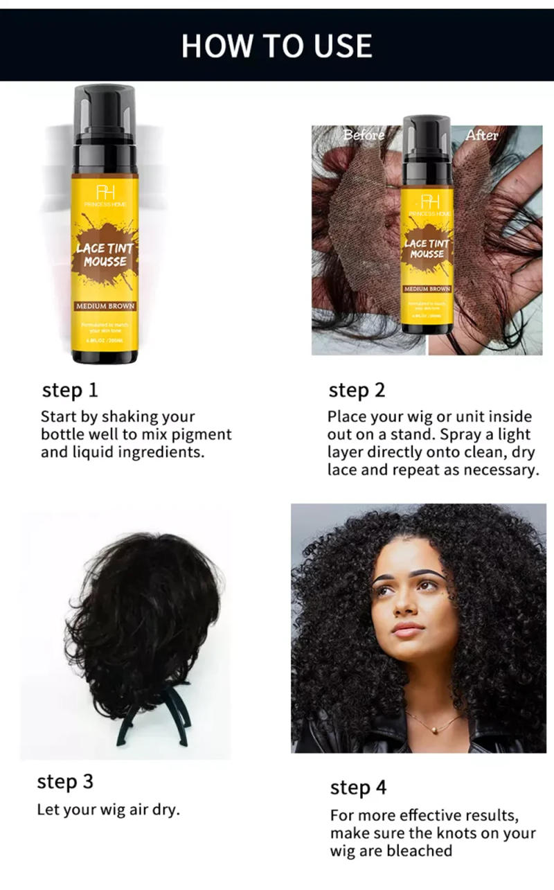 Description Picture 3 of itemPrivate Label Hot Sale Lace Glue Wax Stick Mini Braid Gel 100ml Lace Tint Mousse Hair Styling Set