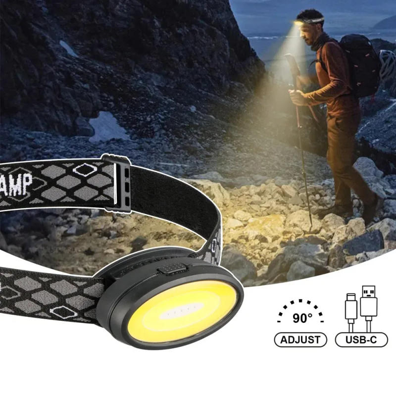 Description Picture 2 of itemPowerful COB LED Headlamp Strong Light Headlight USB Rechargeable Head Flashlight Waterproof For Outdoor Camping Fishing Running