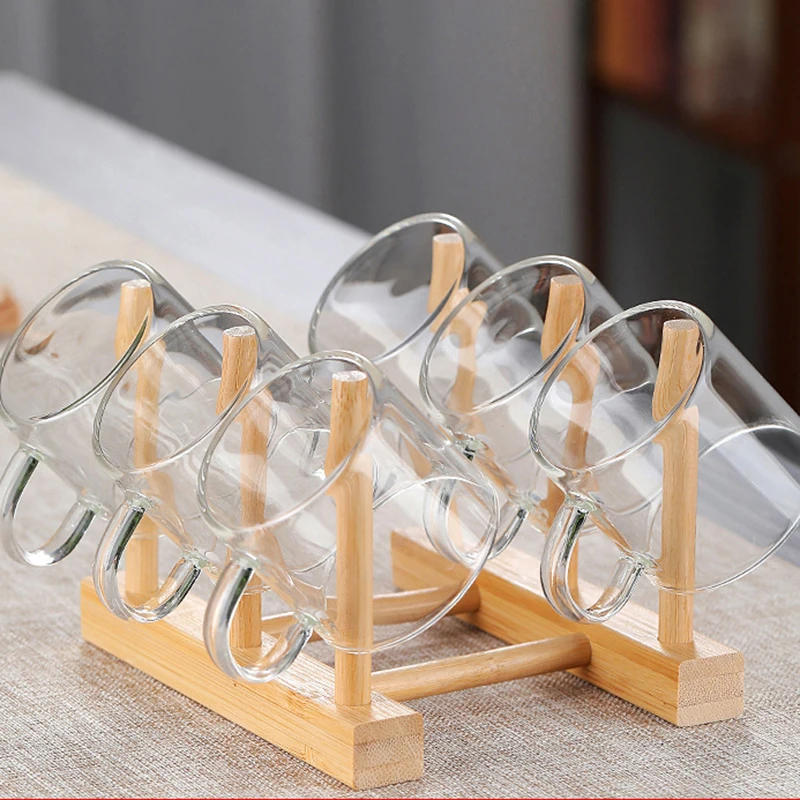 Description Picture 3 of itemCoffee Cups Set of 6 High Borosilicate Glass 100ml/120ml Transparent Glasses with Handle High-temperature Resistant Teaware Mugs