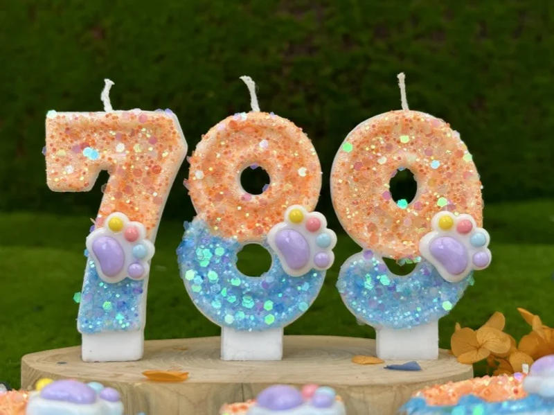 Description Picture 6 of itemGradient Colored Sequins Dog Paws Digital Birthday Candles Cake Party Decoration Birthday Celebration Wedding Gifts Boys Girls