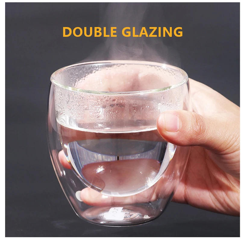 Description Picture 4 of item350ml Double Wall Glass Cup Transparent Handmade Heat Resistant Tea Drink Cup MINI Whisky Cup 100 centigrade Espresso Coffee Cup