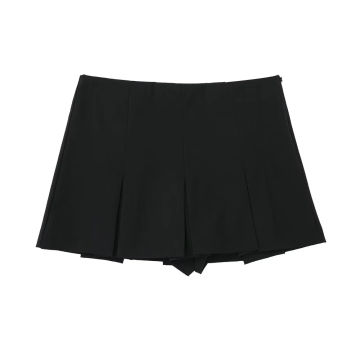 Women's Mini Shorts Skirt Pleated Pants Y2k Black Vintage High Waist Side Zipper Female Clothing 2022 ZA Latest Fashion TRAF