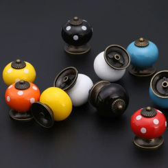 Durable Single Hole Ceramic Cabinet Handles Spherical Minimalist Door Pull Knob Multiple Colors Zinc Alloy Drawer Knobs Wardrobe