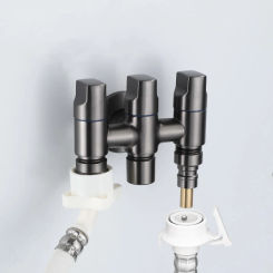 G1/2 Copper Three-way Filling Angle Valve Wall Mount Multifunctionwater Cleaning Sprayer Three-control Faucet Bathroom Fixture