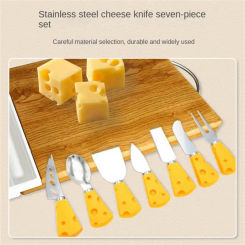 Stainless steel cheese knife set Yellow Handle Dessert Fruit Toast Spatula Cake Knife Fork Shovel Baking Gadget kitchen utensils