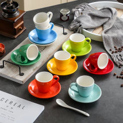 Italian Espresso Cup and Plate Set 80ml European Ceramic Espresso Small Exquisite Mini Cups Afternoon Teacup Kitchen Drinkware