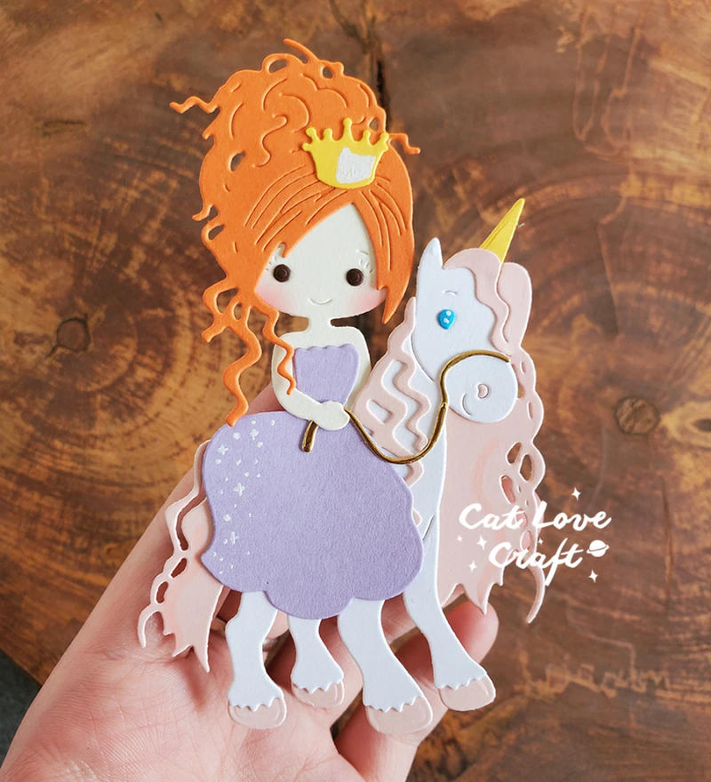 Description Picture 3 of itemCatlove Princess on horse Metal Cutting Dies Scrapbooking Mold Stencil Die Cut Card Making DIY Craft Embossing New Dies For 2022