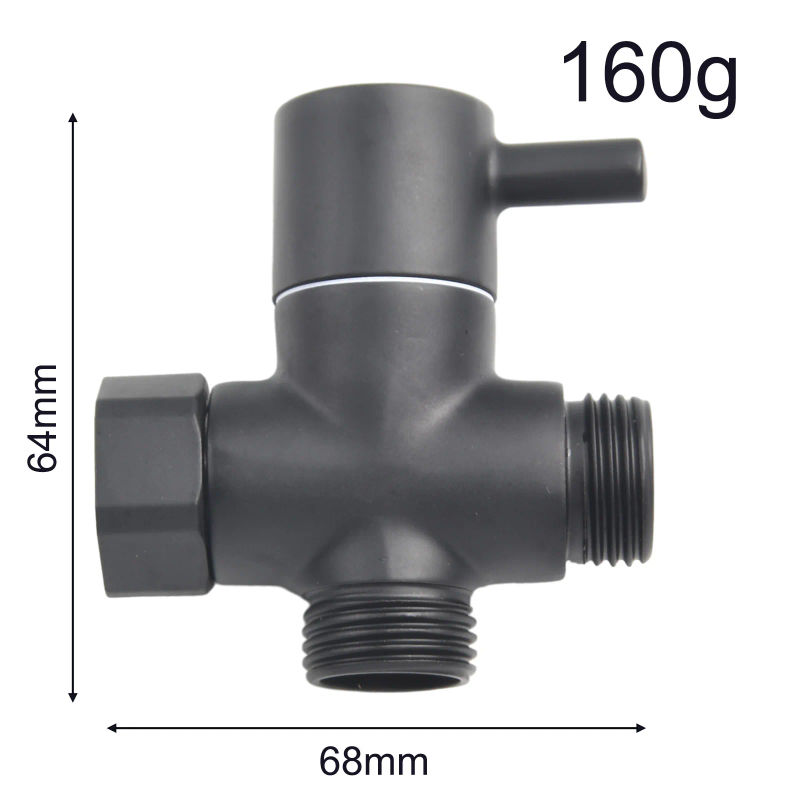 Description Picture 3 of item1PCS Diverter Valve Black Brass T-adapter Converter G1/2in 3 Way Brass Diverter Valve For Shower Head Bathroom DIY Renovation