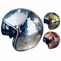 Disco ball helmet with retractable sun visor Unique mirror glass disco ball hat for Bar DJ clubs Party Decoration