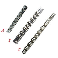 Socket Rack Holder 1/4 3/8 1/2inch With 8 Clips On Rail Tool Organizer Storage Socket Storage Rack For Storing Loose Sockets