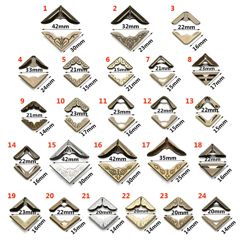 Description Picture 4 of item4Pcs Metal Book Corner Protector Retro Metal Corners Scrapbook Accessories DIY Crafts Menus Photo Albums Book Cover Decoration