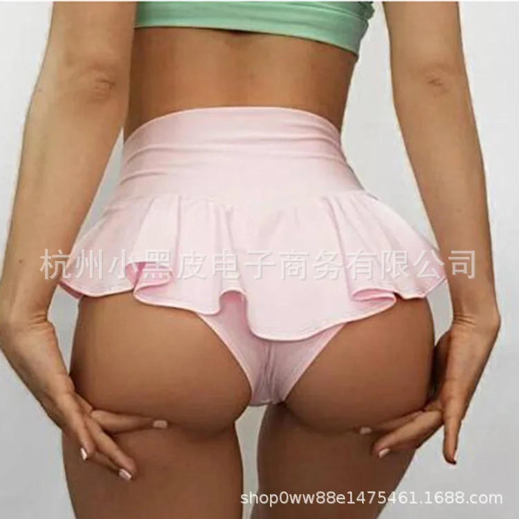 Description Picture 4 of itemSummer Women's Sexy Shorts High Waist Ruffle G-string Thong Girl Pole Dance Hot Panties Yoga Short Skirt Short Pants Lingerie