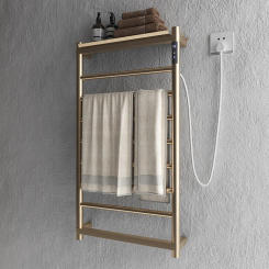 Modern Electric Towel Rack, Brushed Gold PVD Heated Towel Rails, Bathroom Radiators, Warmer