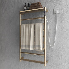 Modern Electric Towel Rack, Brushed Gold PVD Heated Towel Rails, Bathroom Radiators, Warmer