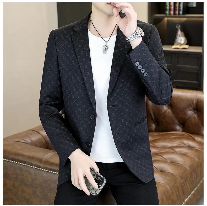 Description Picture 3 of itemM-6XL High Quality Spring and Summer New Thin Men's Fashion Handsome Everything Trend  Men Designer Blazer  Terno Slim Fit