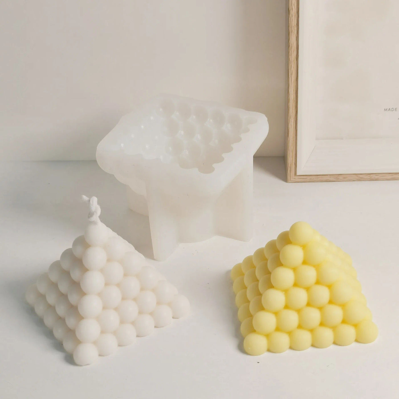 Description Picture 4 of itemDIY Creative Pyramid Bubble Candle Silicone Mold New Soap Candle Mold Furniture Decoration Crafts Plaster Resin Mold