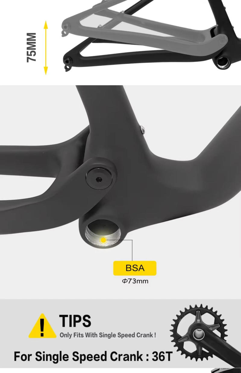 Description Picture 6 of itemNew XC Carbon Soft Tail Mountain Frame 29er UDH Boost 148mm 29er*S/M/L Disc Brake MTB Carbon Bicycle frame with shock absorber