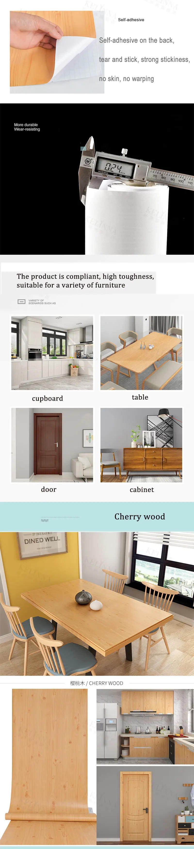 Description Picture 4 of itemWood Grain Stripe Wallpapers Retro Style Furniture Renovation Self Adhesive Waterproof Film Living Room Background Wall Stickers